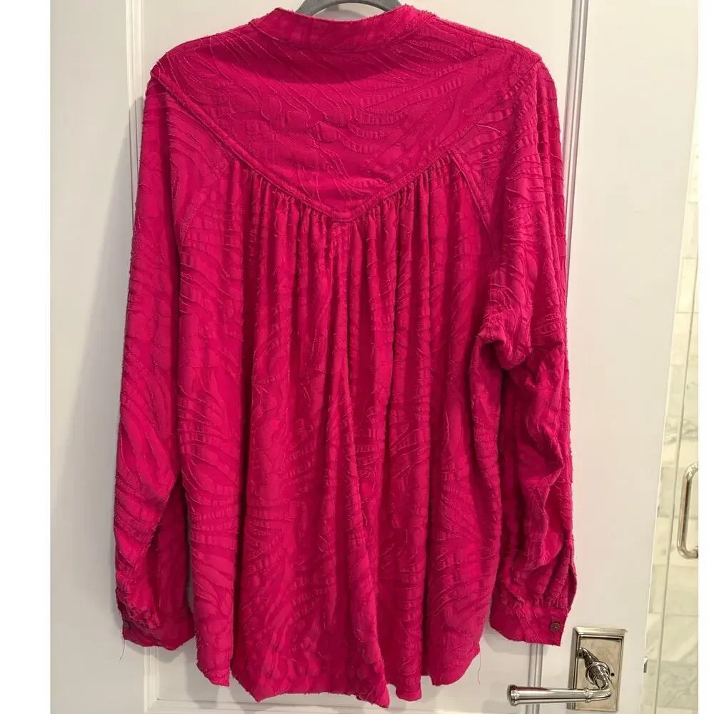 Free People Size Small S Can't Stop Dreaming Tunic Hot Pink - Picture 2 of 6